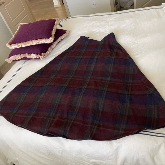RALPH LAUREN PURPLE LABEL PLAID WOOL ERIKA CIRCLE SKIRT - Picture 7 of 17